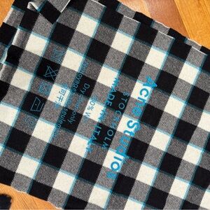 Acne Studios Black, White, and Blue Plaid Scarf